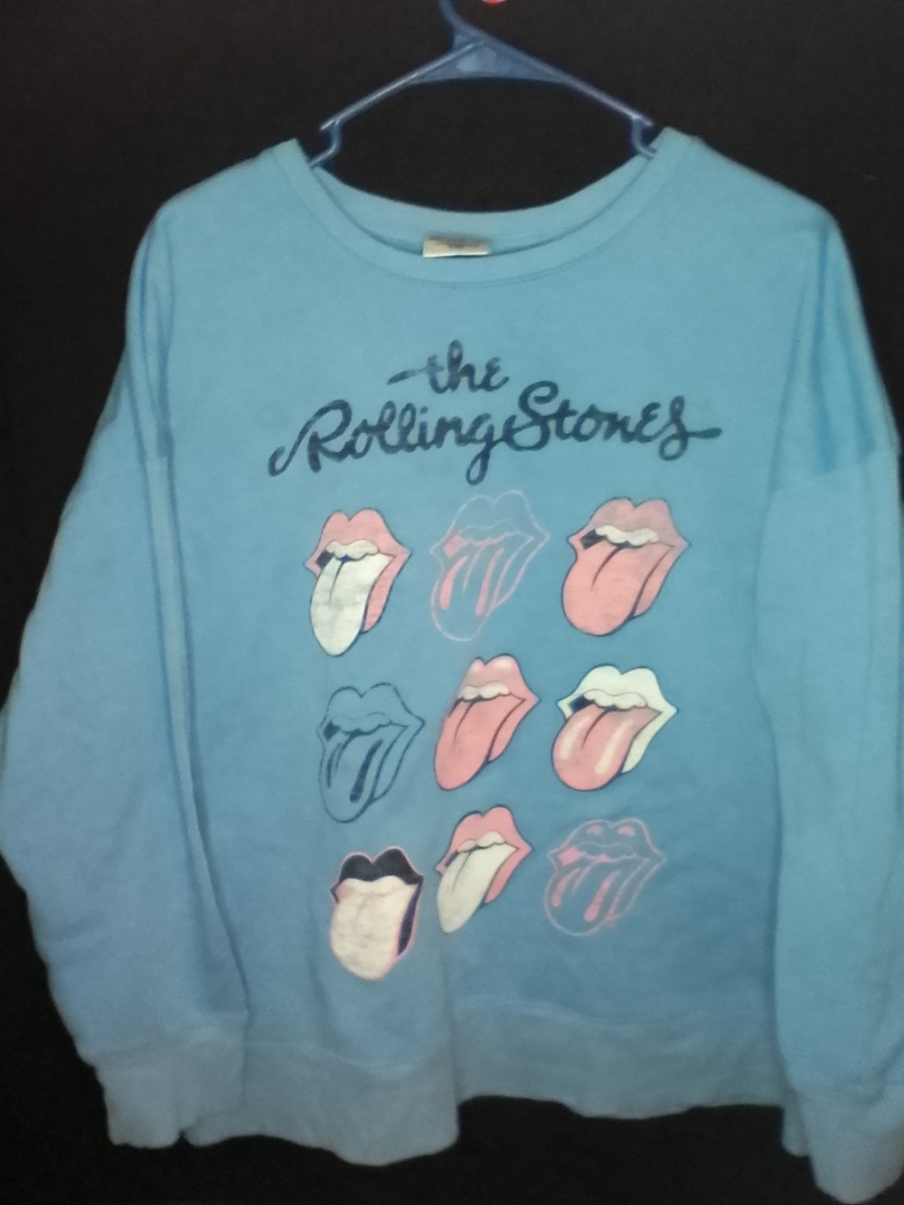 Rolling Stones Woman's Blue Graphic Long-Sleeve Sweater Xl